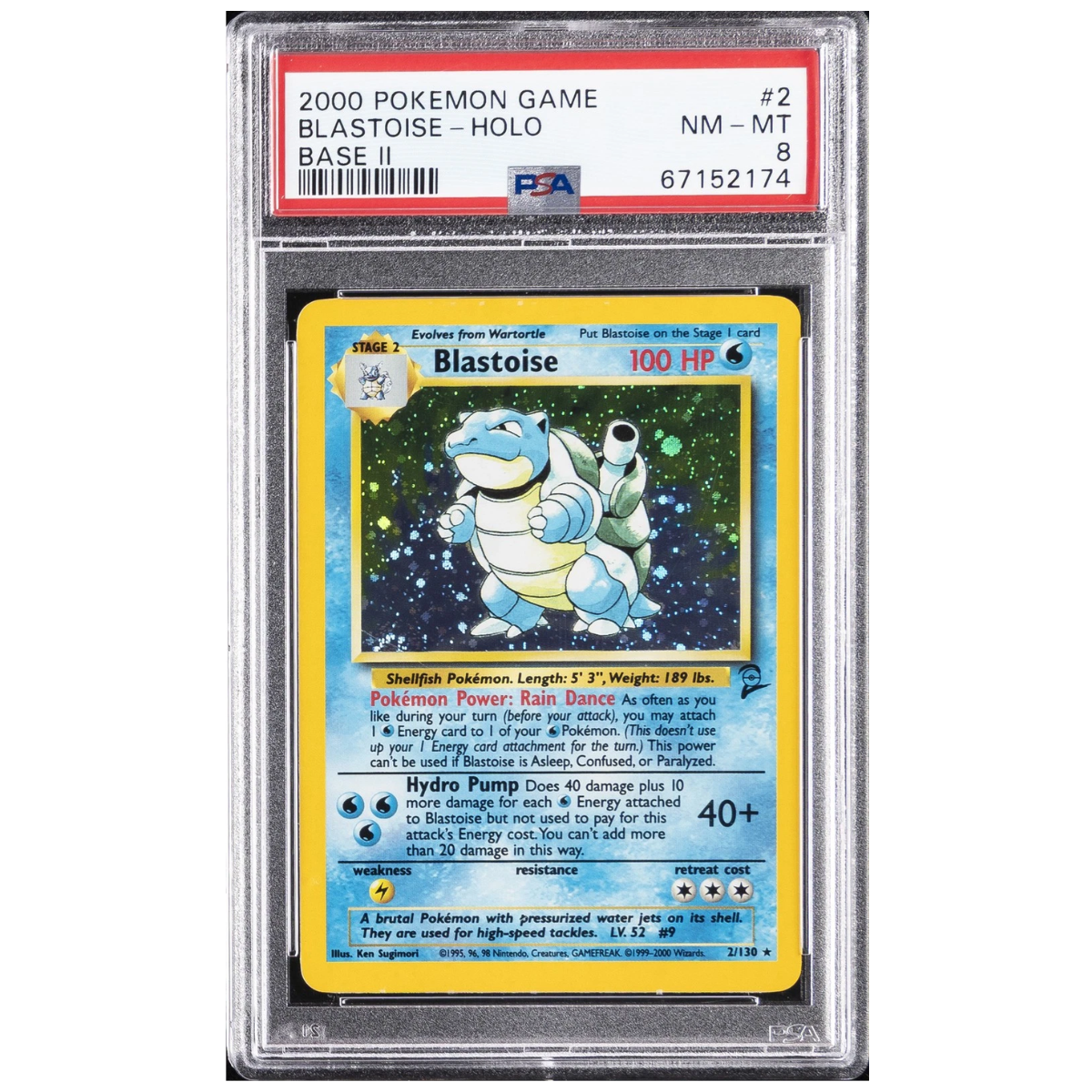 Blastoise Holo (2/130) | PSA 8 - Base Set 2 | Español