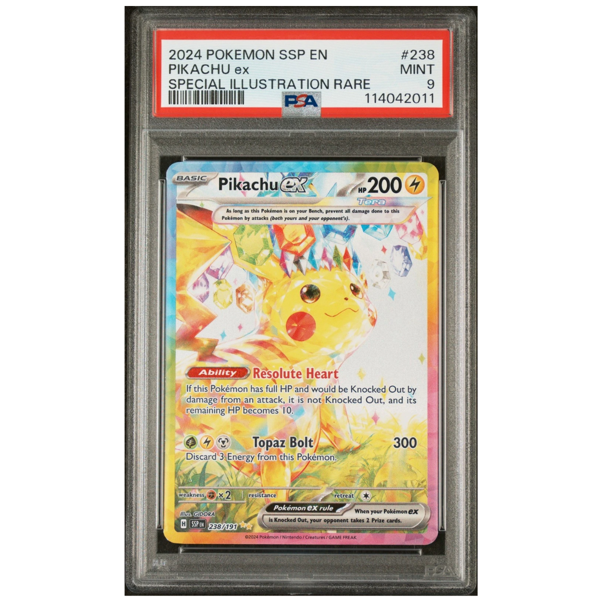 Pikachu ex (238/191) | PSA 9 - Surging Sparks | Español