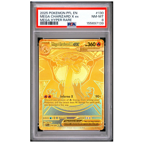 Mega Charizard X ex (130/094) | PSA 8 - Phantasmal Flames | Español