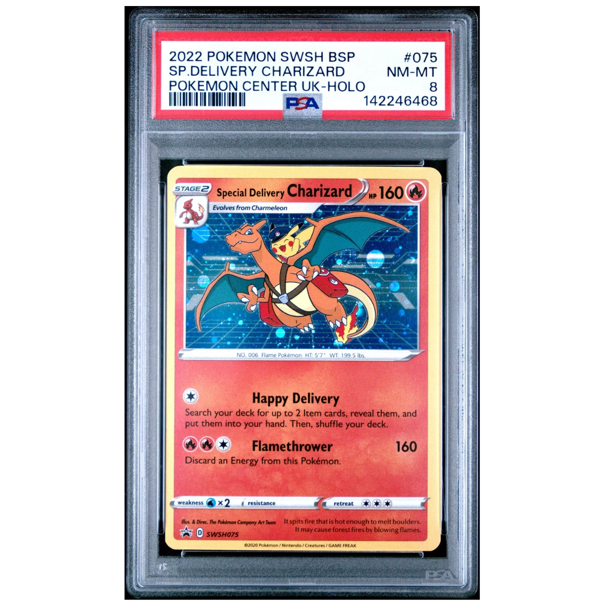 Special Delivery Charizard (SWSH075) | PSA 8 - Sword & Shield Black Star Promo | Español